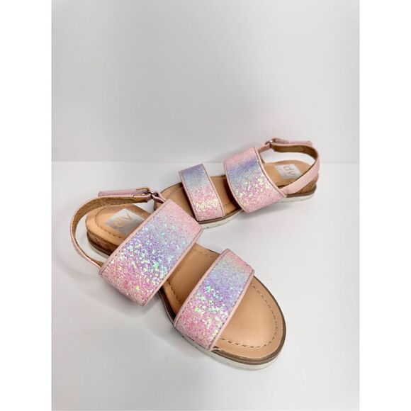 DV Dolce Vita Girls‎ Size 11 Pink Glittery Derby Wedge Sandal - Picture 6 of 8